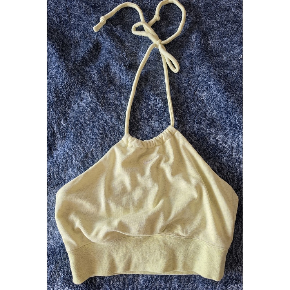 Nike Women's Halter Top Size S Sleeveless Yellow Cotton Blend